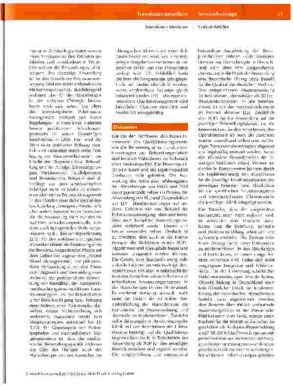Vorschauseite 6: Leitlinien, Standard Operating Procedures und Patientenpfade in der Hämotherapie -Standardisierung versus Individualisierung?