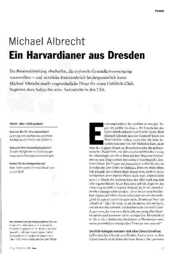 Vorschauseite 1: Michael Albrecht Ein Harvardianer aus Dresden
