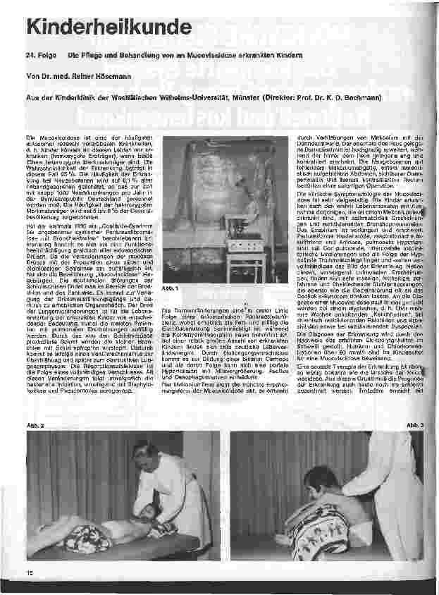 Vorschauseite 1: Kinderheilkunde 24. Folge: Die Pflege u. Behandlung von an Mucoviscidose erkrankten