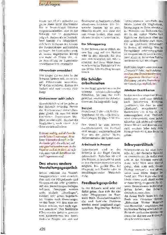 Vorschauseite 3: Die Schweiz - Traumland der Pflege? Arbeit im Ausland