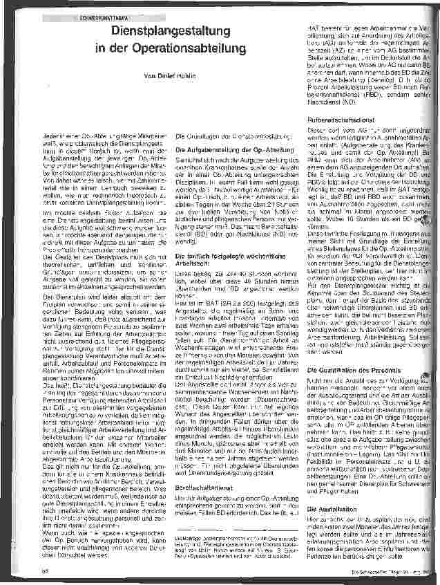 Vorschauseite 1: Dienstplangestaltung in der Op-Abteilung
