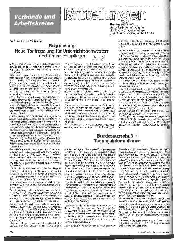 Vorschauseite 1: Begründung: Neue Tarifregelung für Unterrichtsschwestern und Unterrichtspfleger