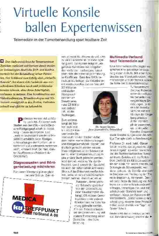 Vorschauseite 1: Virtuelle Konsile ballen Expertenwissen Telemedizin in der Tumorbehandlung spart kostbare Zeit