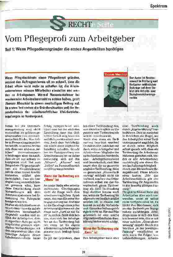 Vorschauseite 1: Vom Pflegeprofi zum Arbeitgeber Teil 1