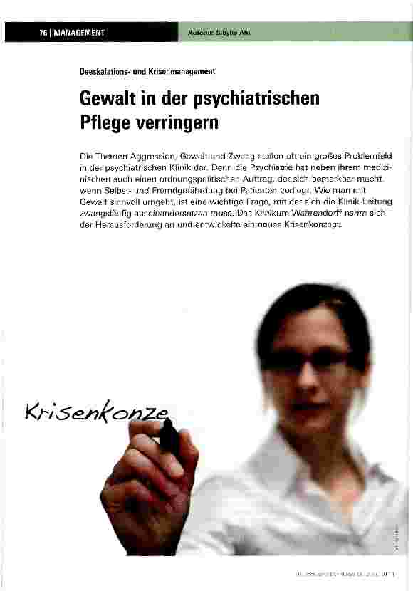Vorschauseite 1: Deeskalationsund KrisenmanagementGewalt in der psychiatrischen Pflege verringern