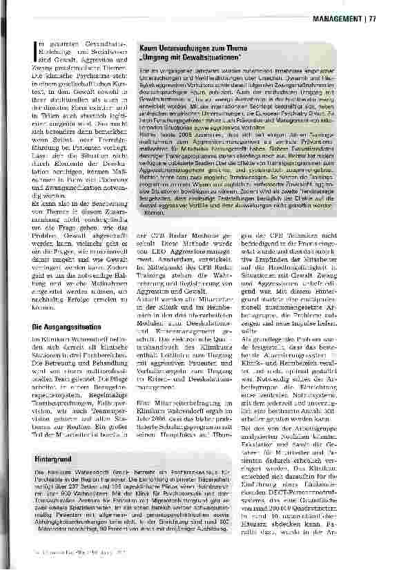 Vorschauseite 2: Deeskalationsund KrisenmanagementGewalt in der psychiatrischen Pflege verringern