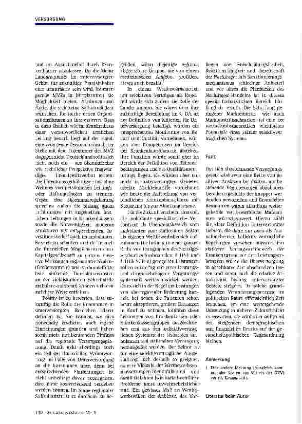 Vorschauseite 3: Ist Bedarfsplanung und Wettbewerb ein Widerspruch?