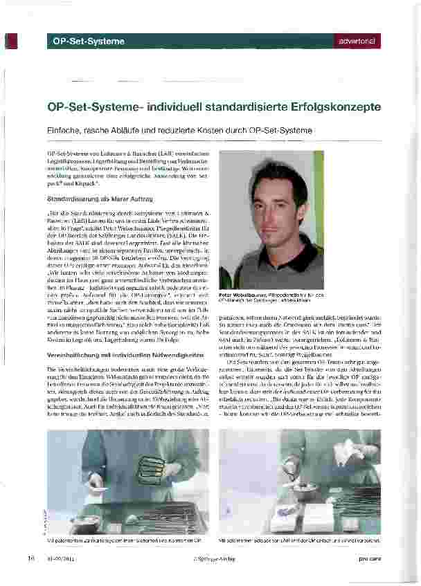 Vorschauseite 1: OP-Set-Systemeindividuell standardisierte ErfolgskonzepteEinfache, rasche Abläufe und reduzierte Kosten durch OP-Set-Systeme