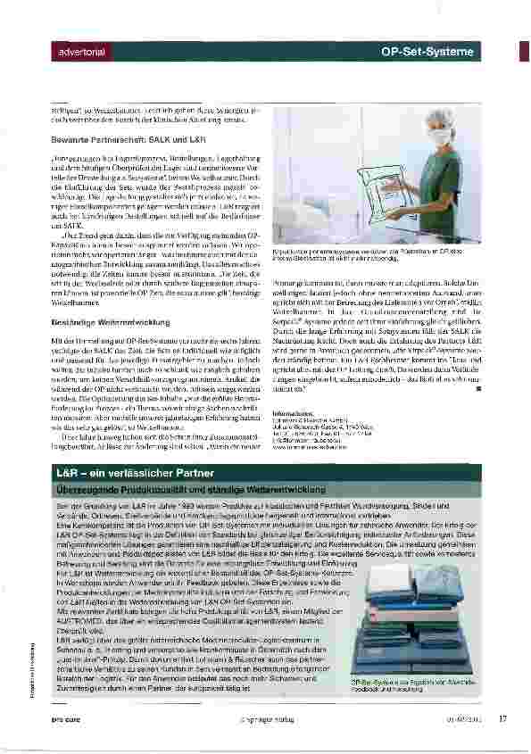 Vorschauseite 2: OP-Set-Systemeindividuell standardisierte ErfolgskonzepteEinfache, rasche Abläufe und reduzierte Kosten durch OP-Set-Systeme