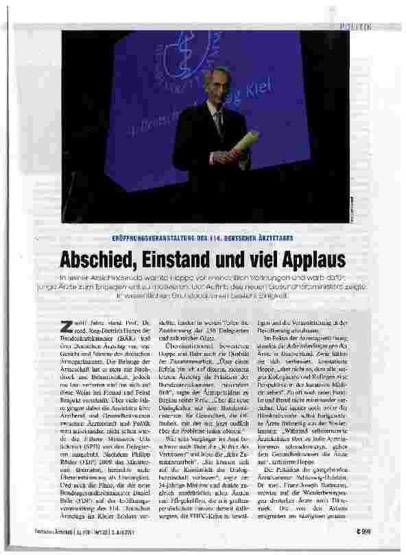 Vorschauseite 1: Abschied, Einstand und viel Applaus