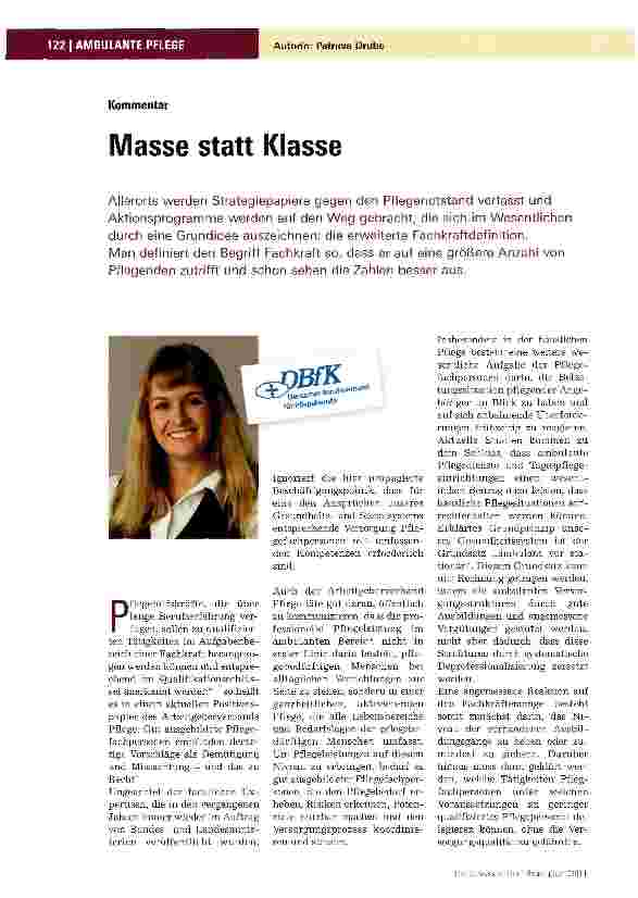 Vorschauseite 1: Masse statt Klasse