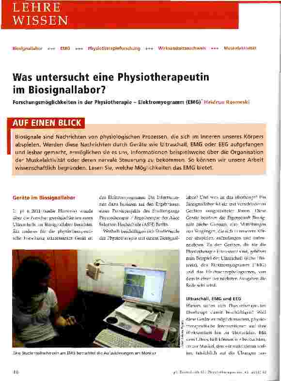 Vorschauseite 1: Was untersucht eine Physiotherapeutin im Biosignallabor?