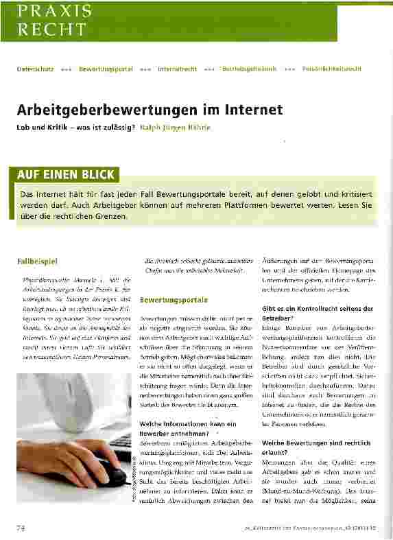 Vorschauseite 1: Arbeitgeberbewertungen im Internet