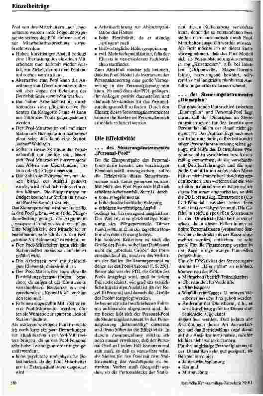 Vorschauseite 4: Dienstplan und Personal-Pool - Personalsteuerungsmöglichkeiten der Pflegedienstleitung zur Vermeidung von Personalunterdeckung