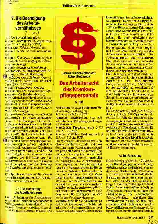 Vorschauseite 1: Das Arbeitsrecht des Krankenpflegepersonals 5. Teil