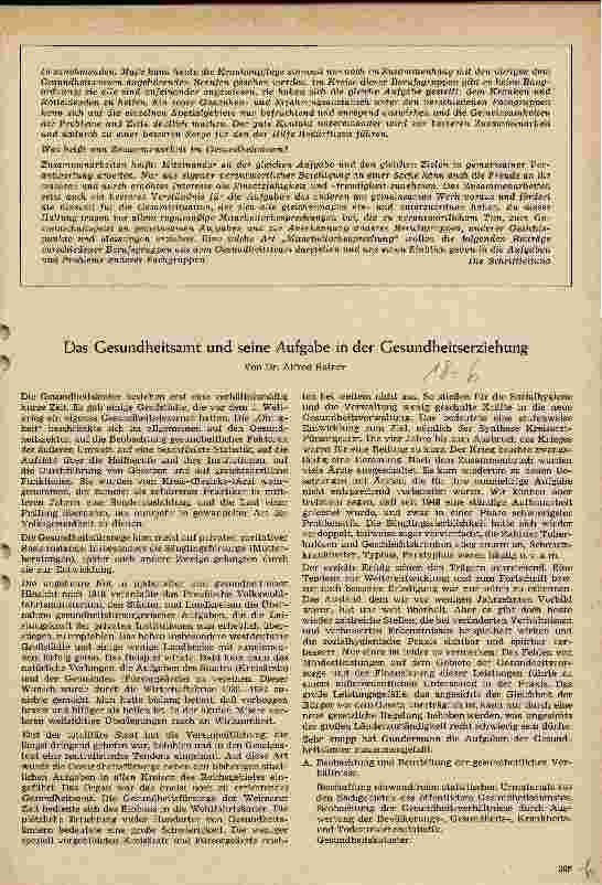 Vorschauseite 1: Das Gesundheitsamt und seine Aufgabe in der Gesundheitserziehung