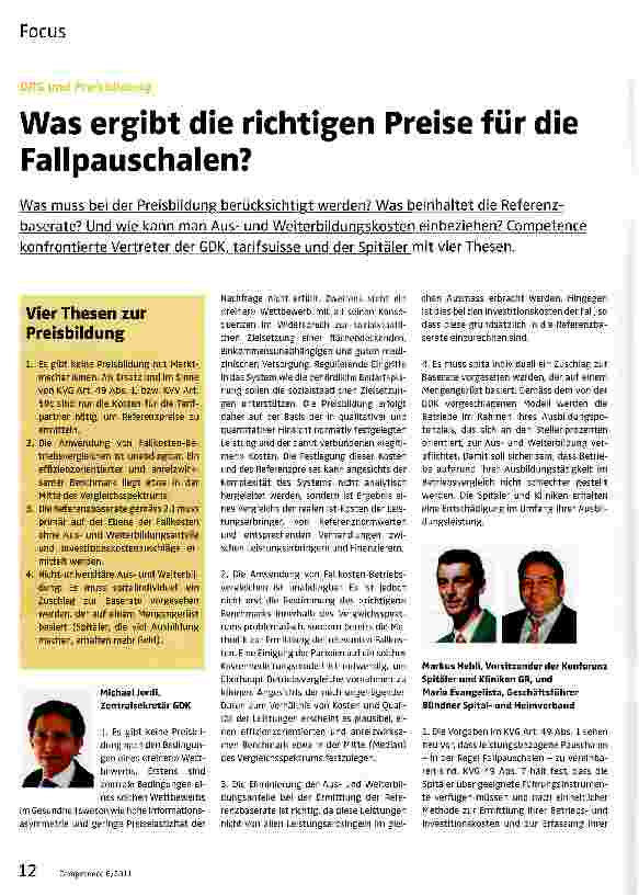 Vorschauseite 1: Was ergibt die richtigen Preise für die Fallpauschalen?