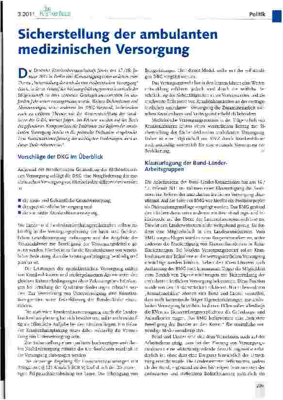 Vorschauseite 1: Sicherstellung der ambulanten medizinischen Versorgung