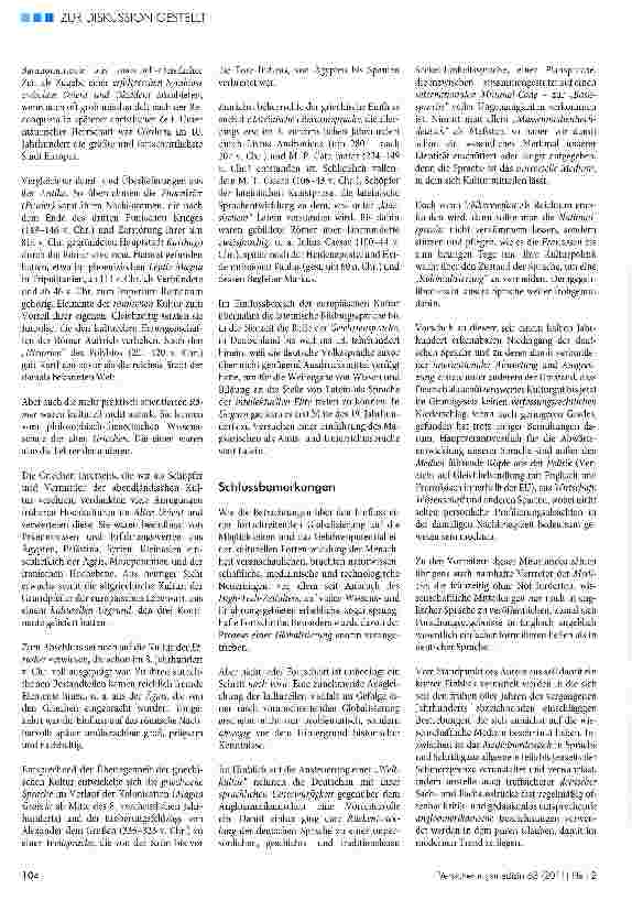 Vorschauseite 3: Gedanken über die kulturelle Weiterentwicklung der Menschheit in Verbindung mit fortschreitender Globalisierung