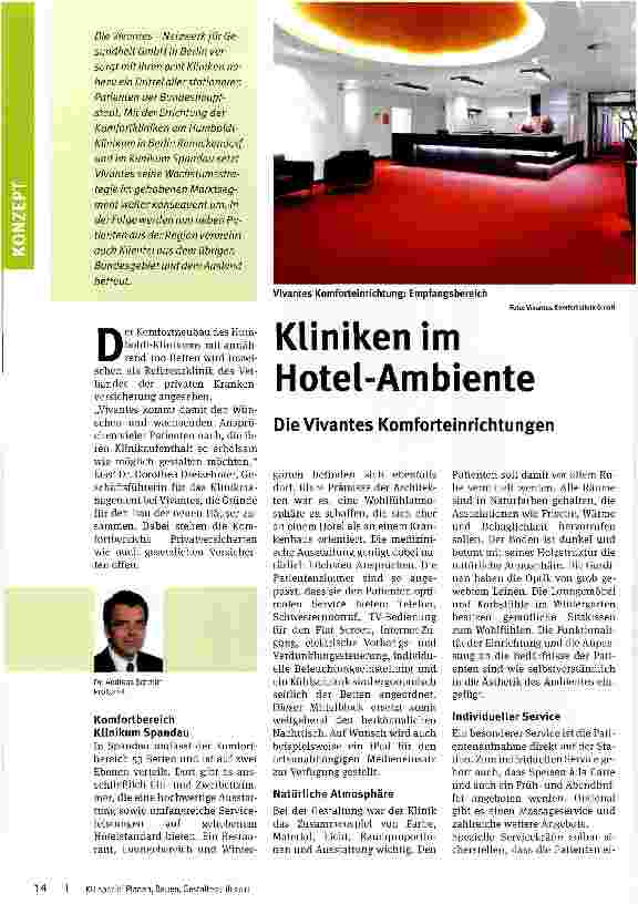 Vorschauseite 1: Kliniken im Hotel-Ambiente
