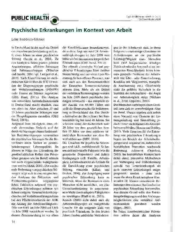 Vorschauseite 1: Psychische Erkrankungen im Kontext von Arbeit