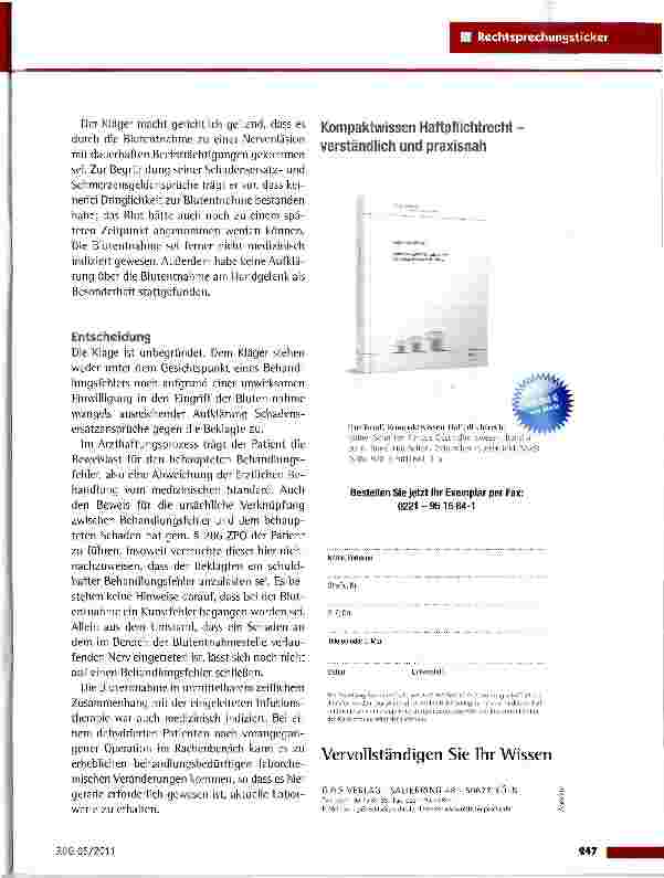 Vorschauseite 2: Aufklärung über das Risiko einer Blutentnahme