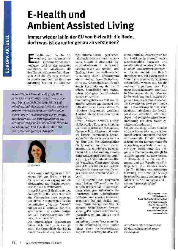 Vorschauseite 1: E-Health und Ambient Assisted Living