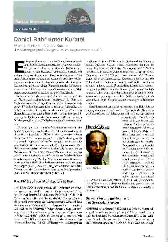 Vorschauseite 1: Daniel Bahr unter Kuratel