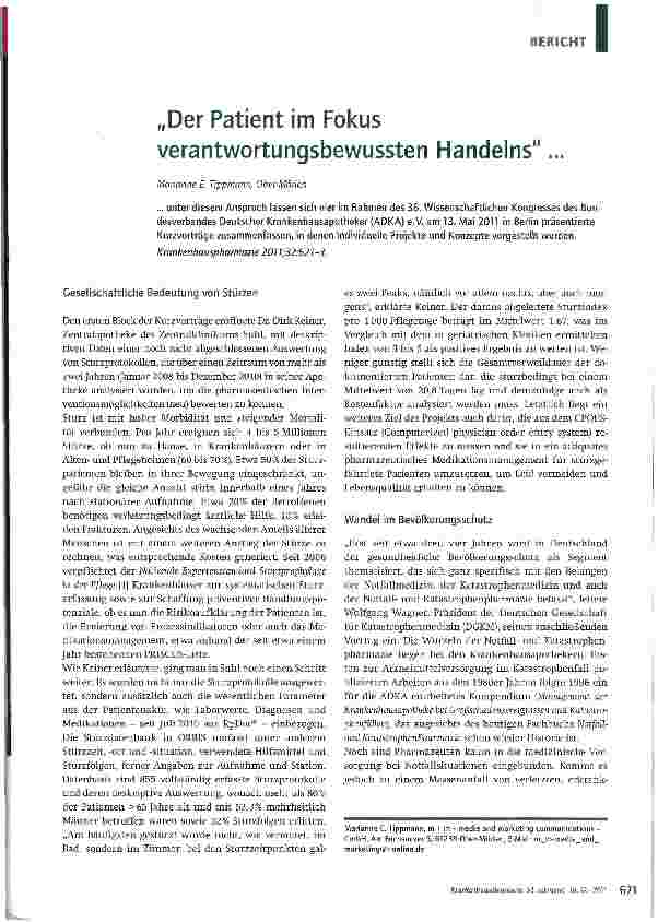 Vorschauseite 1: „Der Patient im Fokus verantwortungsbewussten Handelns. ..