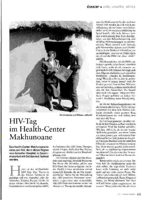 Vorschauseite 1: HIV-Tag im Health-Center Makhunoane
