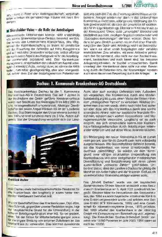 Vorschauseite 3: Ist Shareholder-Value mit dem Krankenhausdenken vereinbar?