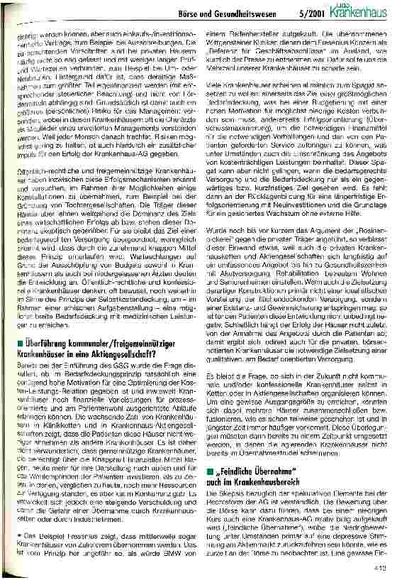 Vorschauseite 5: Ist Shareholder-Value mit dem Krankenhausdenken vereinbar?