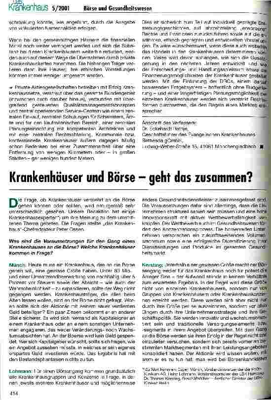 Vorschauseite 6: Ist Shareholder-Value mit dem Krankenhausdenken vereinbar?