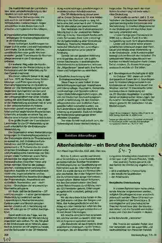 Vorschauseite 1: Altenheimleiter - ein Beruf ohne Berufsbild?