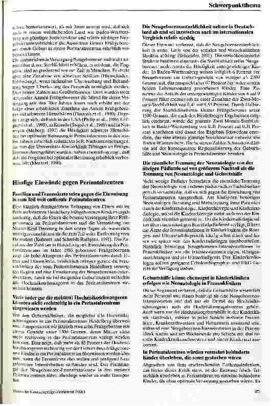 Vorschauseite 3: Neugeborenenintenivstationen in Frauenkliniken?