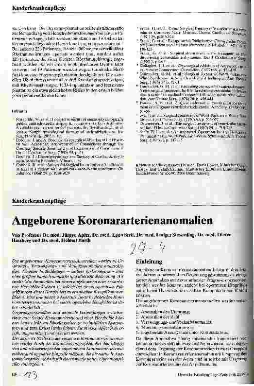 Vorschauseite 1: Angeborene Koronararterienanomalien