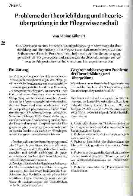 Vorschauseite 1: Probleme der Theoriebildung und Theorieüberprüfung in der Pflegewissenschaft