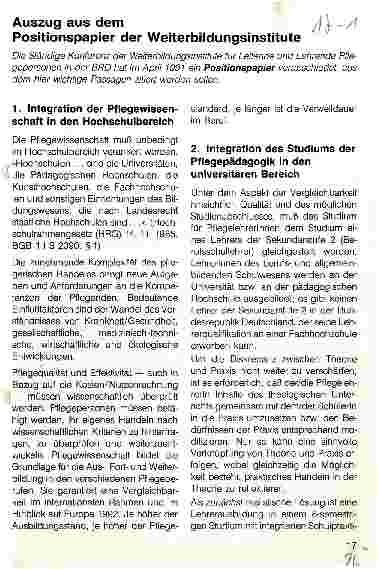 Vorschauseite 1: Auszug aus dem Positionspapier der Weiterbildungsinstitute