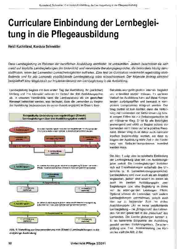 Vorschauseite 1: Curriculare Einbindung der Lernbeglei tung in die Pflegeausbildung