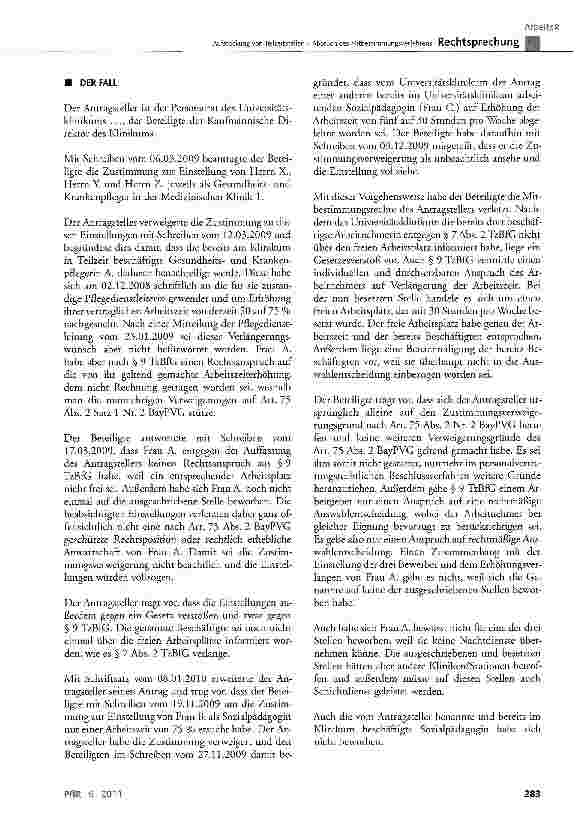 Vorschauseite 2: Aufstockung von Teilzeitstellen - Abbruch des Mitbestimmungsverfahrens
