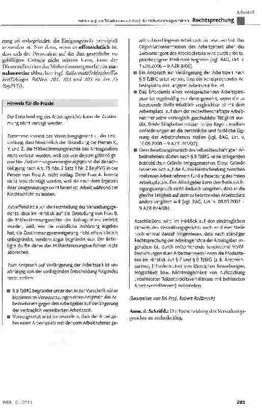 Vorschauseite 4: Aufstockung von Teilzeitstellen - Abbruch des Mitbestimmungsverfahrens