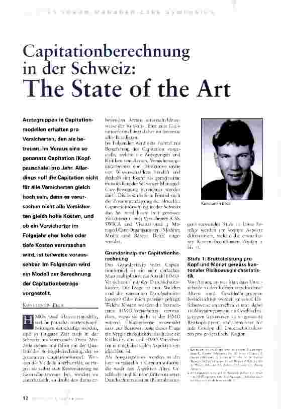 Vorschauseite 1: Capitationberechnung in der Schweiz:The State of the Art