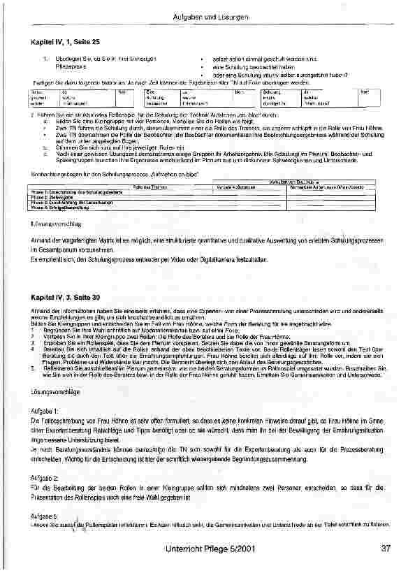 Vorschauseite 6: Aufgaben mit Lösungen zur UnterrichtssituationPflege und Krankheitserleben von Menschen mit Bewegungseinschränkung - am Beispiel eines Menschen mit Osteoporose