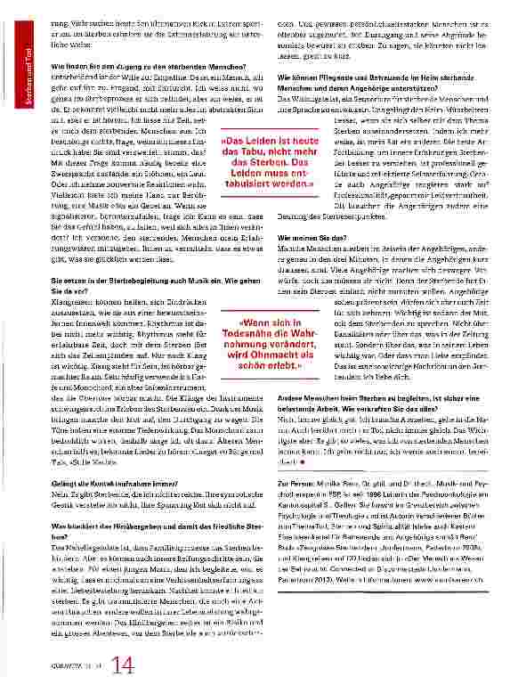 Vorschauseite 4: «Wer im Sterben auf Selbstbestimmung pocht, macht sich unglücklich»