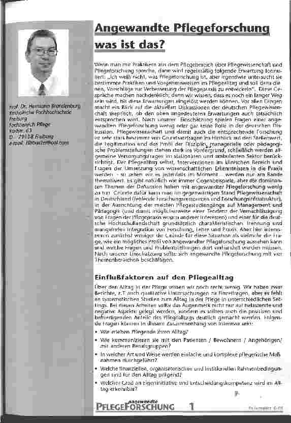 Vorschauseite 1: Angewandte Pflegeforschung - was ist das?
