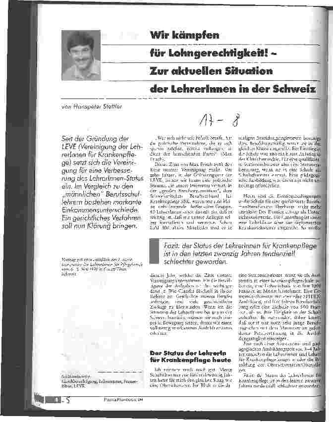 Vorschauseite 1: Wir kämpfen für Lohngerechtigkeit! - Zur aktuellen Situation der LehrerInnen in der Schweiz