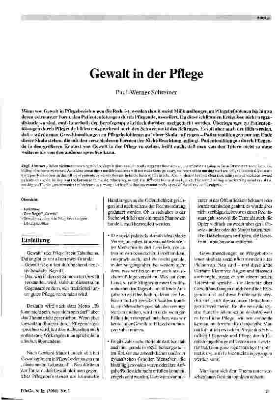 Vorschauseite 1: Gewalt in der Pflege