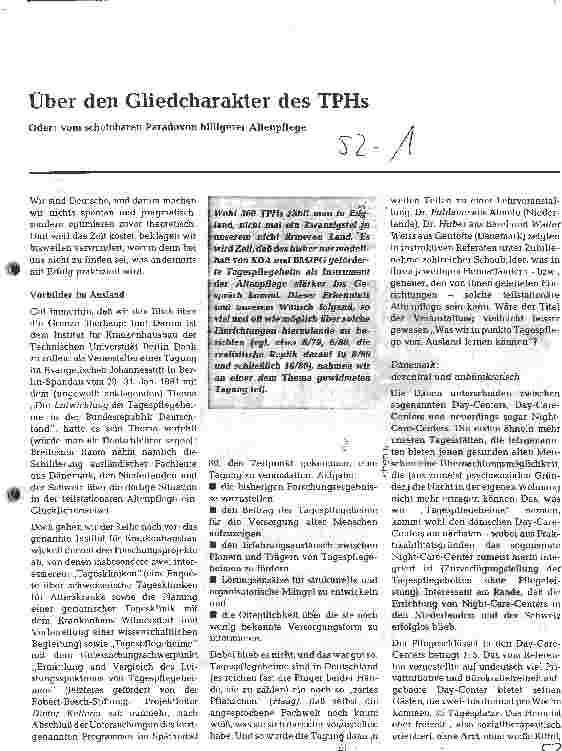Vorschauseite 1: Über den Gliedcharakter des TPHs Oder: vom scheinbaren Paradoxon billigerer Altenpflege