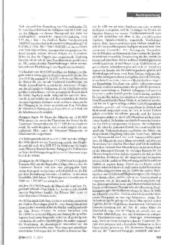 Vorschauseite 2: Eingliederungshilfe zur angemessenen Schulbildung für behindertes Kind; Sozialhilfeträger muss Kosten für Montessori-Therapie übernehmen; Abgrenzung von pädagogischen Maßnahmen de…