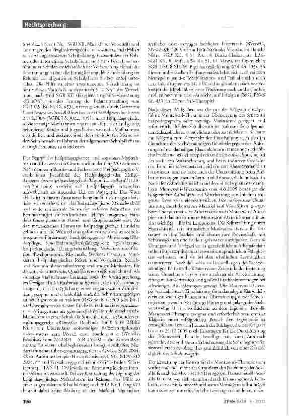 Vorschauseite 5: Eingliederungshilfe zur angemessenen Schulbildung für behindertes Kind; Sozialhilfeträger muss Kosten für Montessori-Therapie übernehmen; Abgrenzung von pädagogischen Maßnahmen de…
